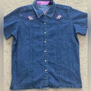 Vintage Wrangler Blues Women’s Large Denim Pearl Snap Shirt